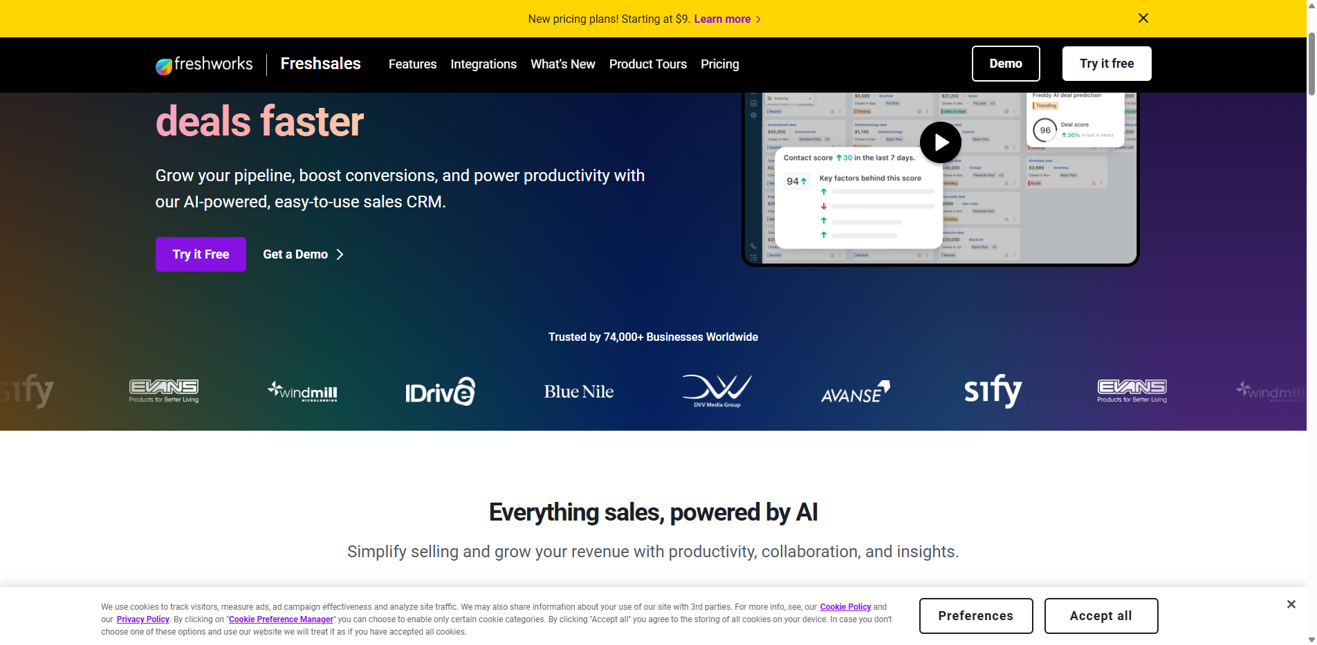 Interface Freshsales