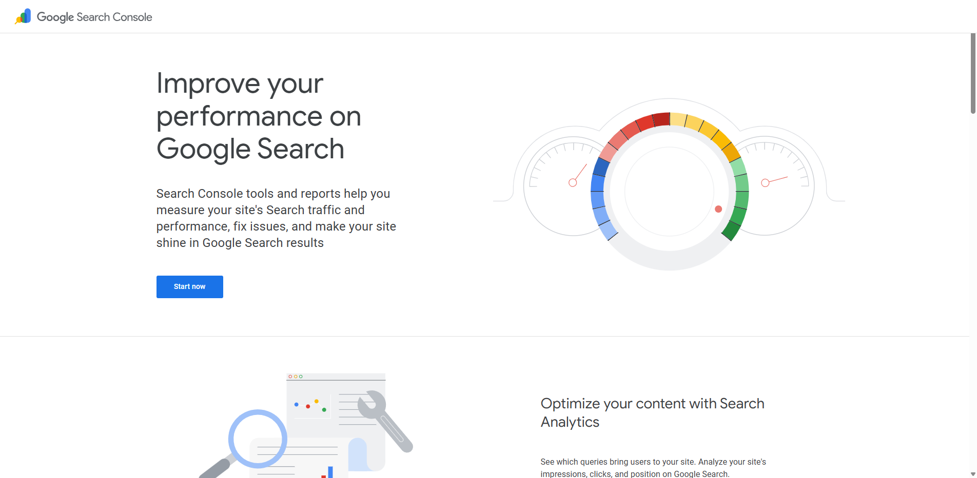 Interface Google Search Console