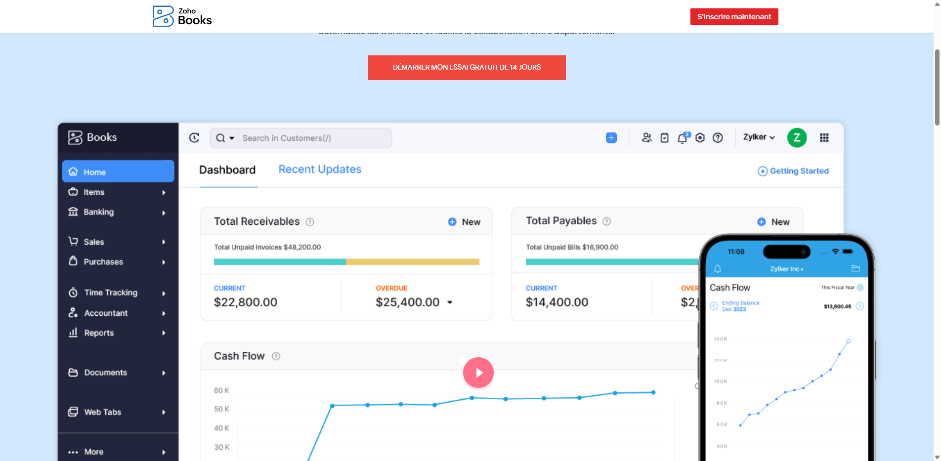 Interface Zoho Books