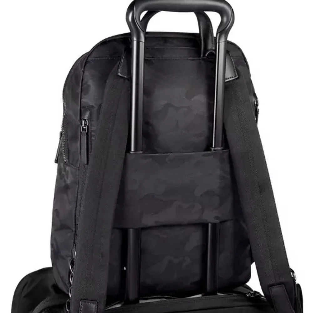 Rare Tumi Voyageur Studded Hagen Backpack in Black Camo Black Hardware