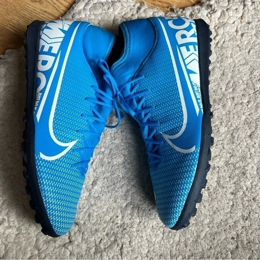 NIKE: Men's Mercurial Superfly 7 Academy TF Blue White Football Cleats Size 13