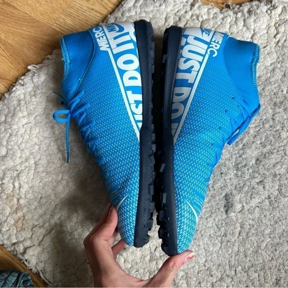NIKE: Men's Mercurial Superfly 7 Academy TF Blue White Football Cleats Size 13