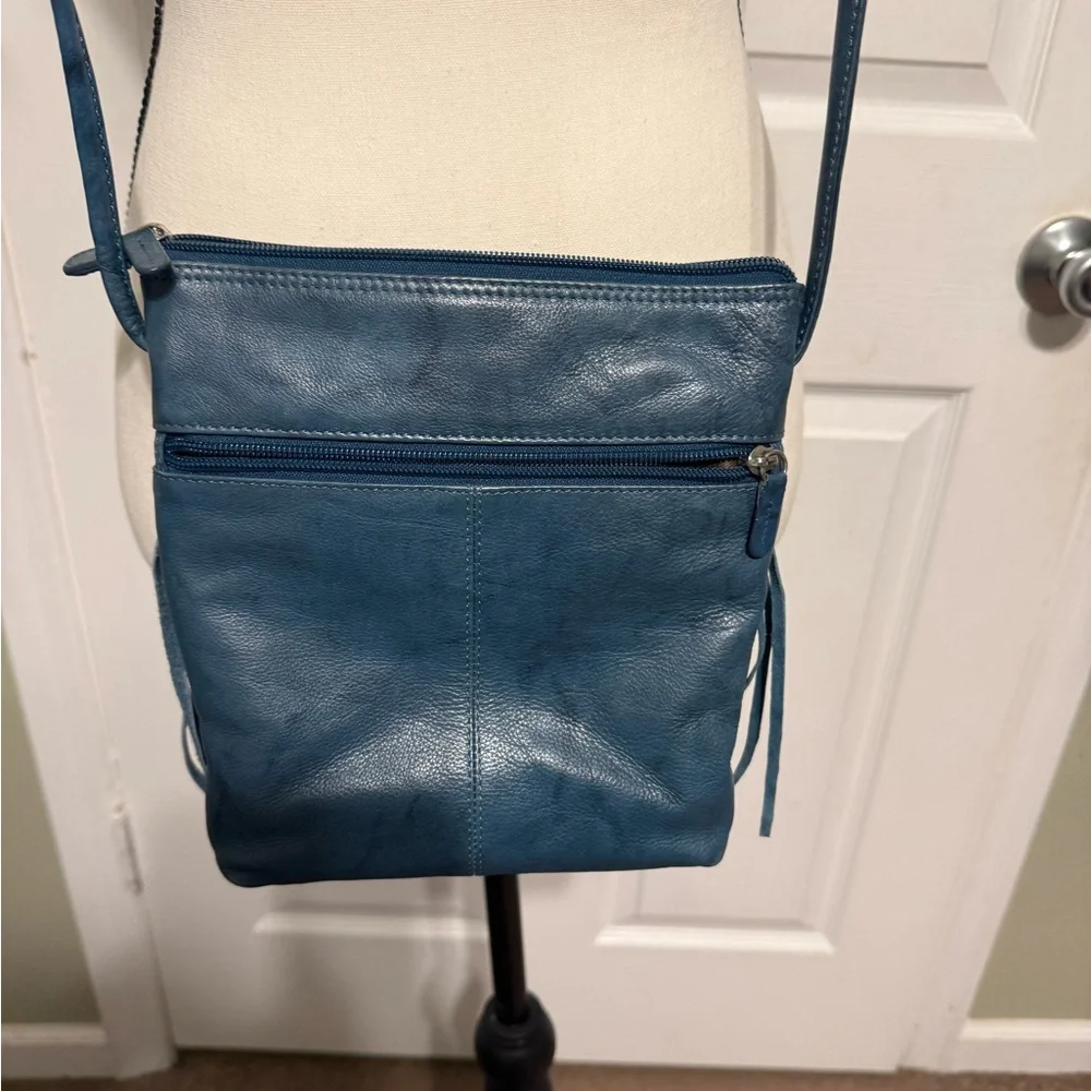 Turquoise Blue Fringe Crossbody Bag Genuine Leather