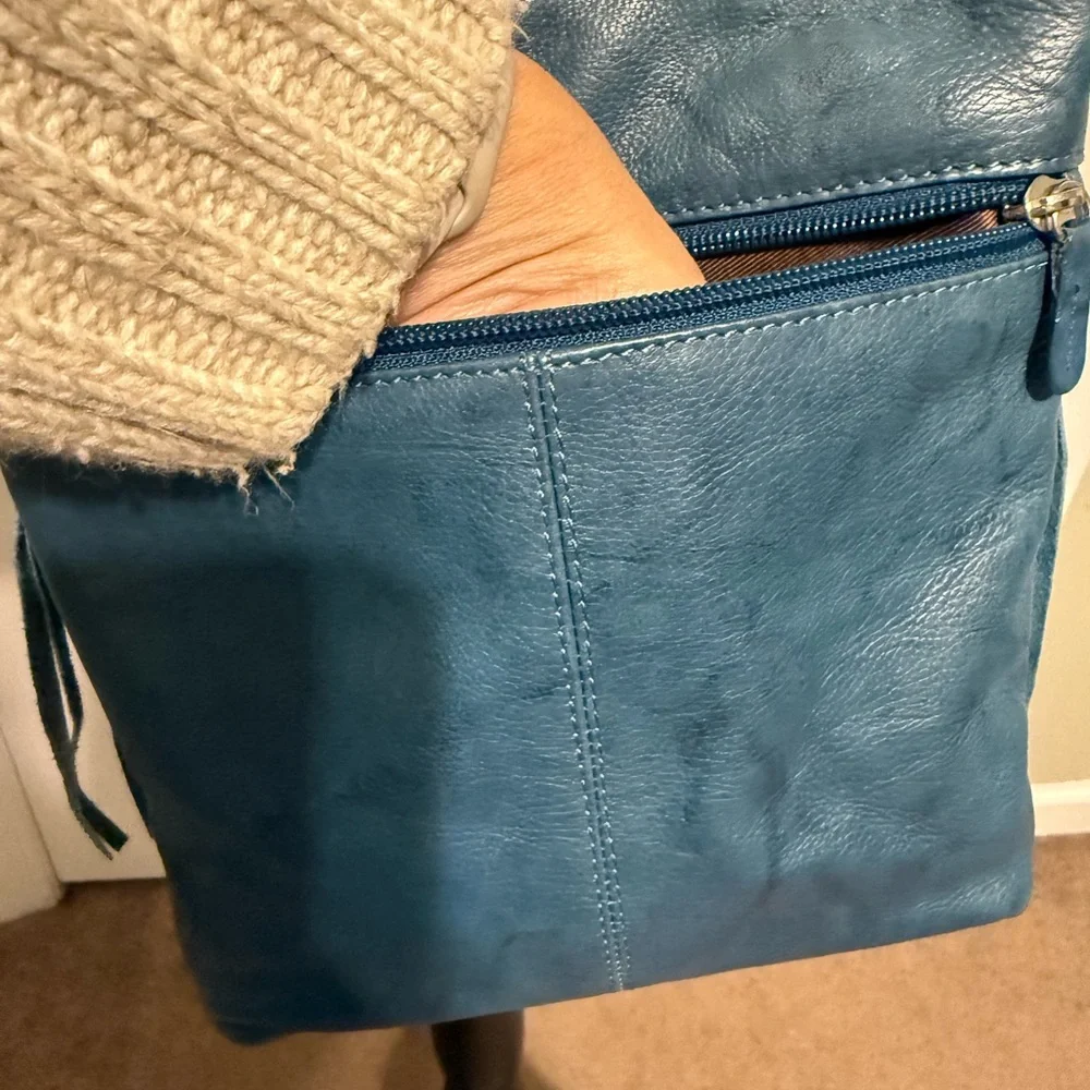 Turquoise Blue Fringe Crossbody Bag Genuine Leather