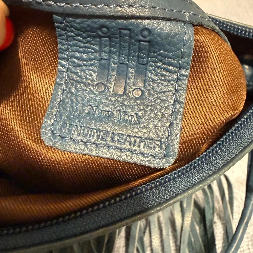 Turquoise Blue Fringe Crossbody Bag Genuine Leather