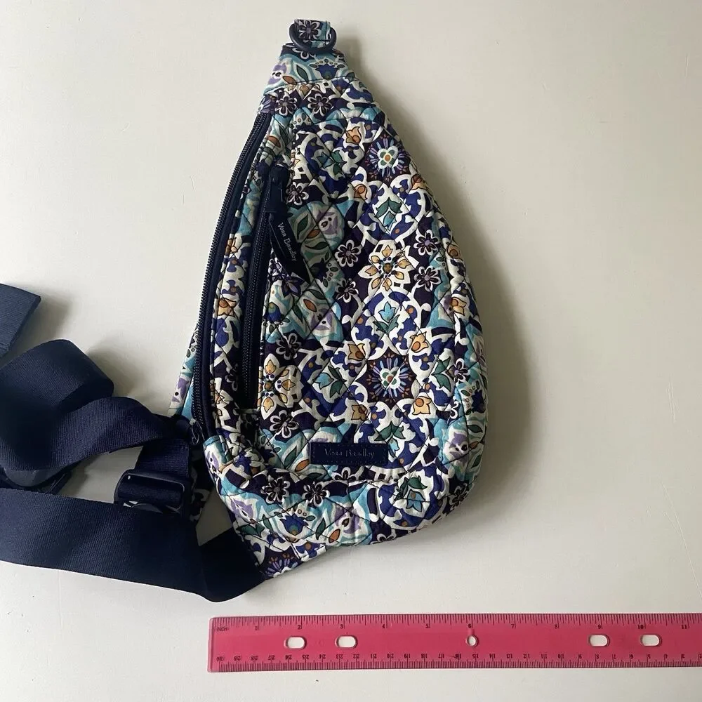 Vera Bradley Essential Sling Backpack Pouch “Lisbon Medallion Cool” Quilt Cotton