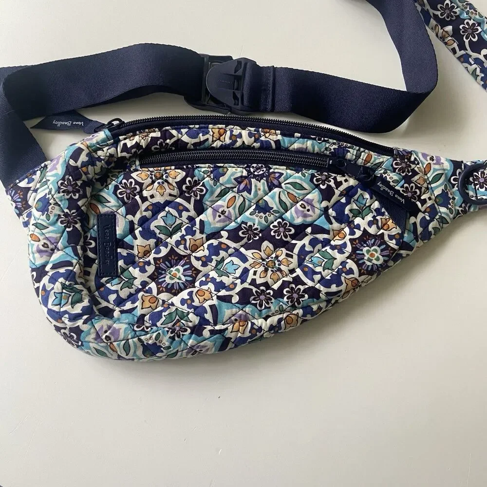 Vera Bradley Essential Sling Backpack Pouch “Lisbon Medallion Cool” Quilt Cotton