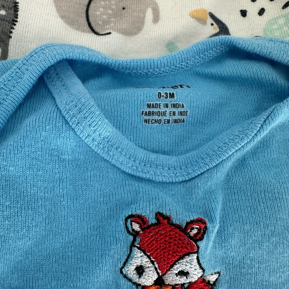 Lot of 8 Baby Boy Bodysuits 0-3 Month Blue Gray Mickey Infant Onesie