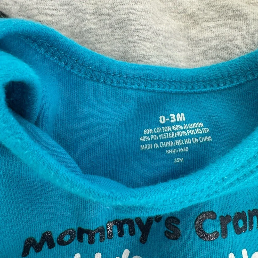 Lot of 8 Baby Boy Bodysuits 0-3 Month Blue Gray Mickey Infant Onesie