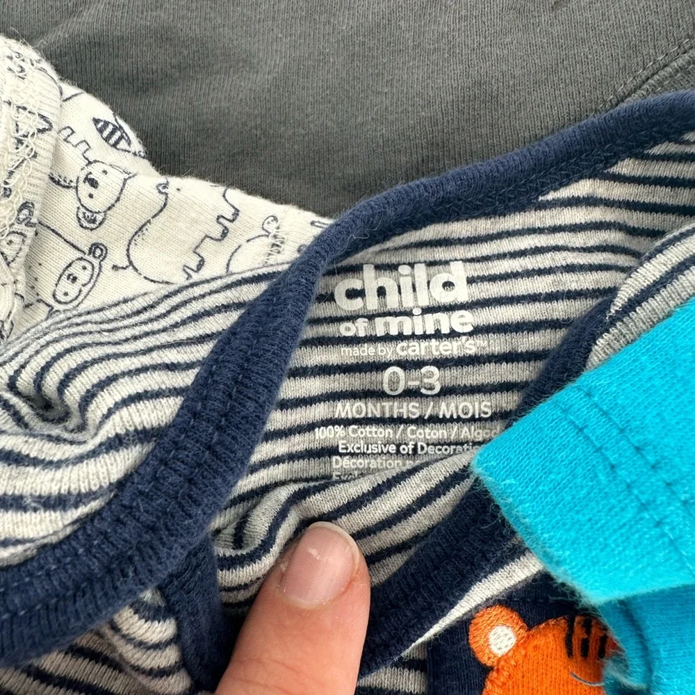 Lot of 8 Baby Boy Bodysuits 0-3 Month Blue Gray Mickey Infant Onesie