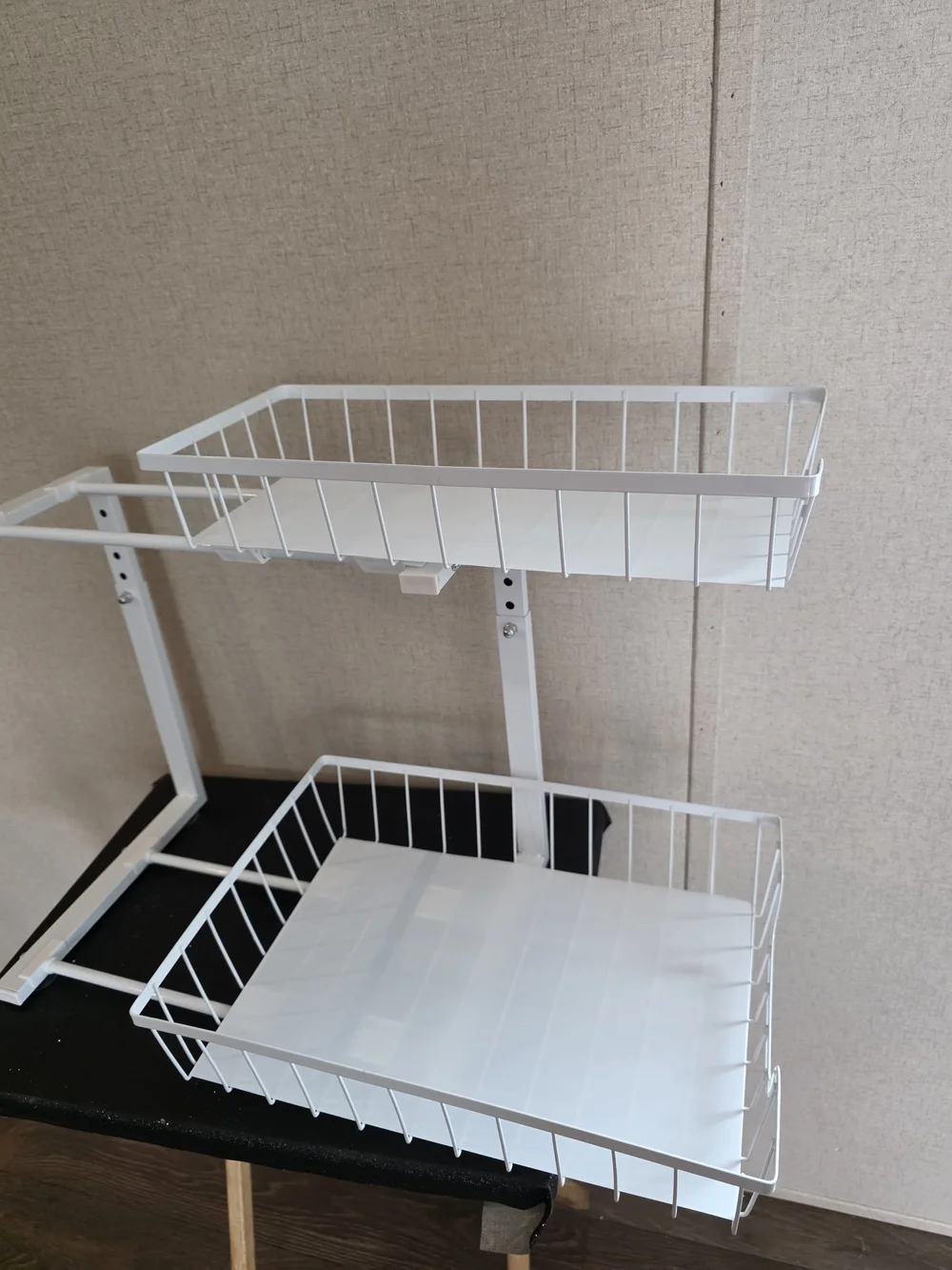2 Organizer Storage 2 Tier Slide Out Height Adjustable Pull Out Cabinet.