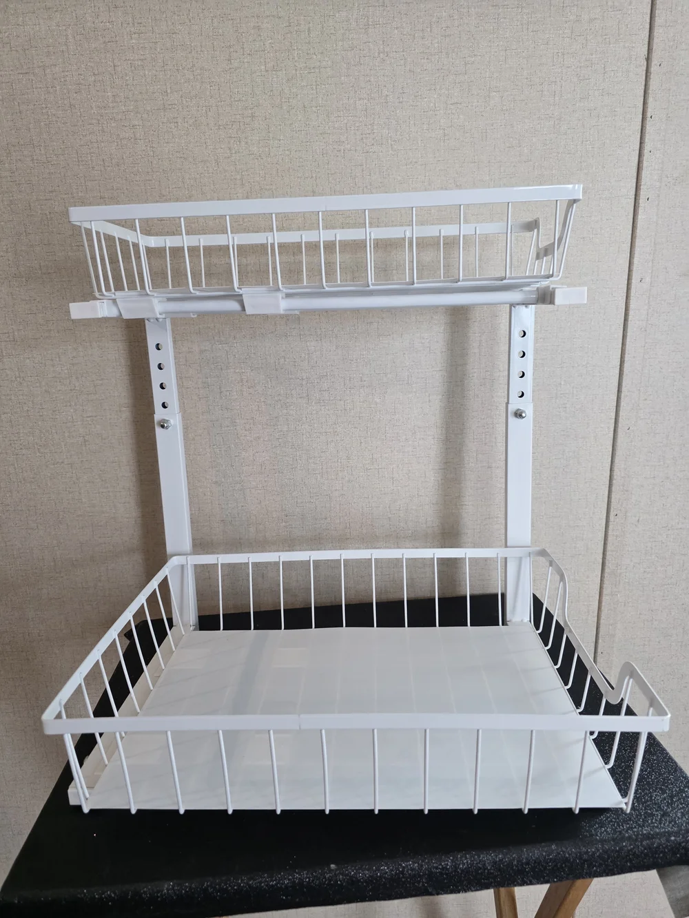 2 Organizer Storage 2 Tier Slide Out Height Adjustable Pull Out Cabinet.