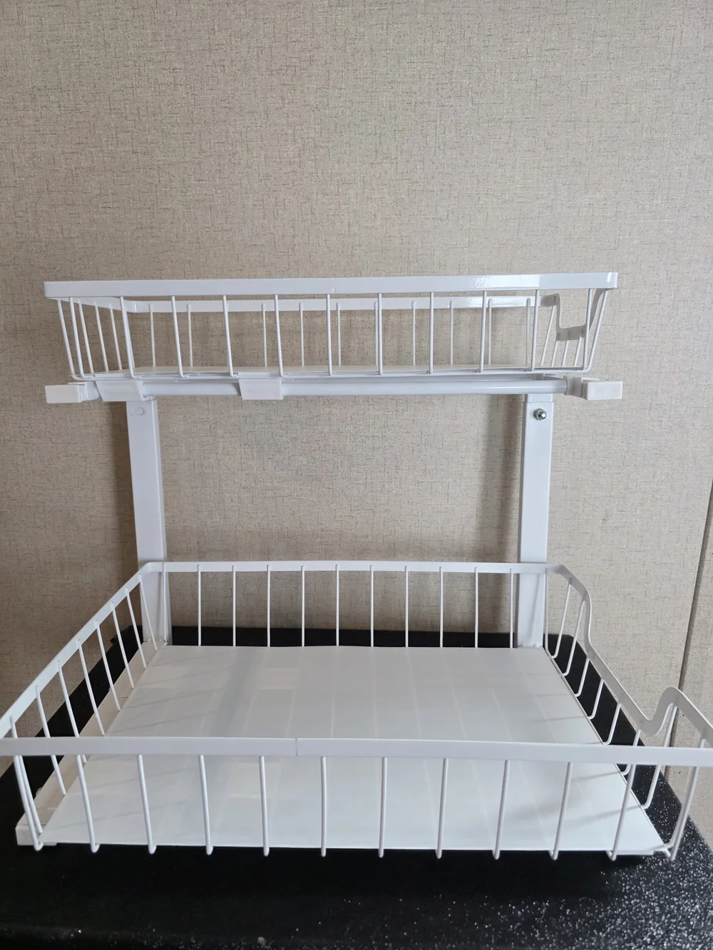 2 Organizer Storage 2 Tier Slide Out Height Adjustable Pull Out Cabinet.
