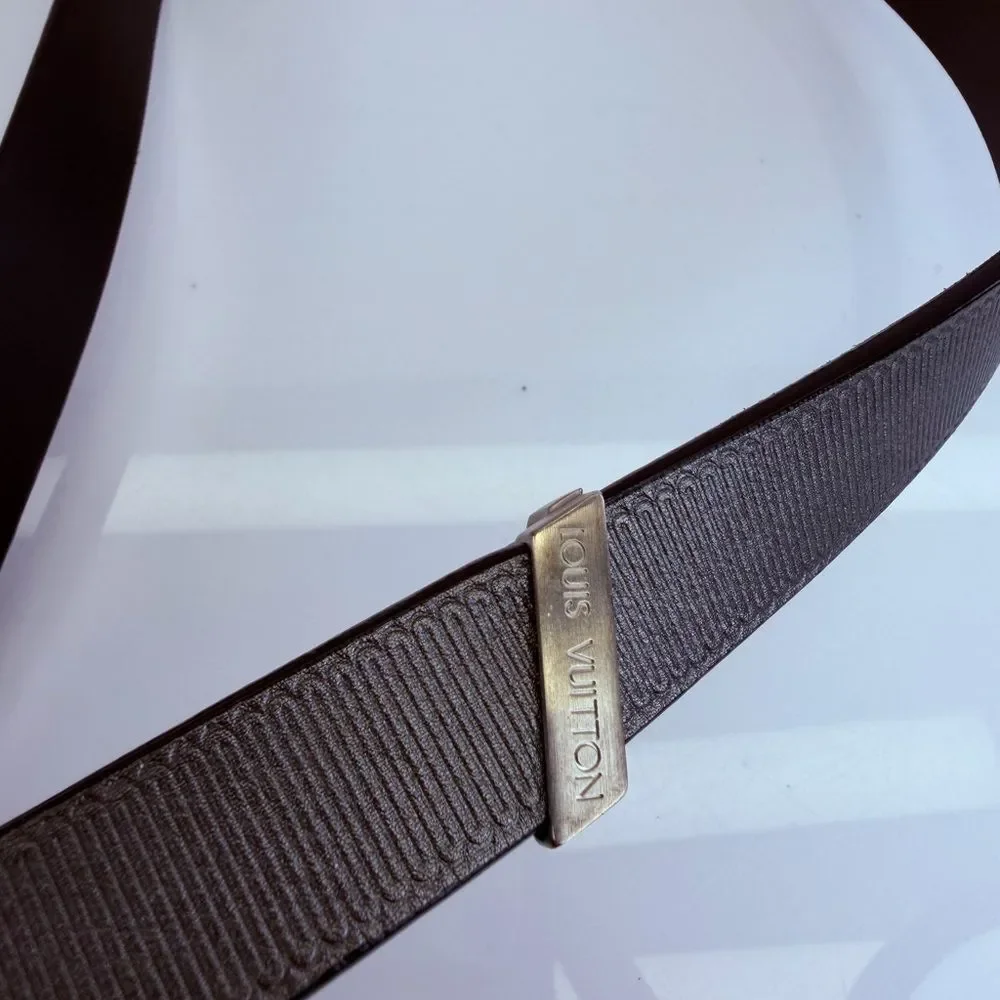 Louis Vuitton Initiales 20mm Metallic Gunmetal Belt 75/30