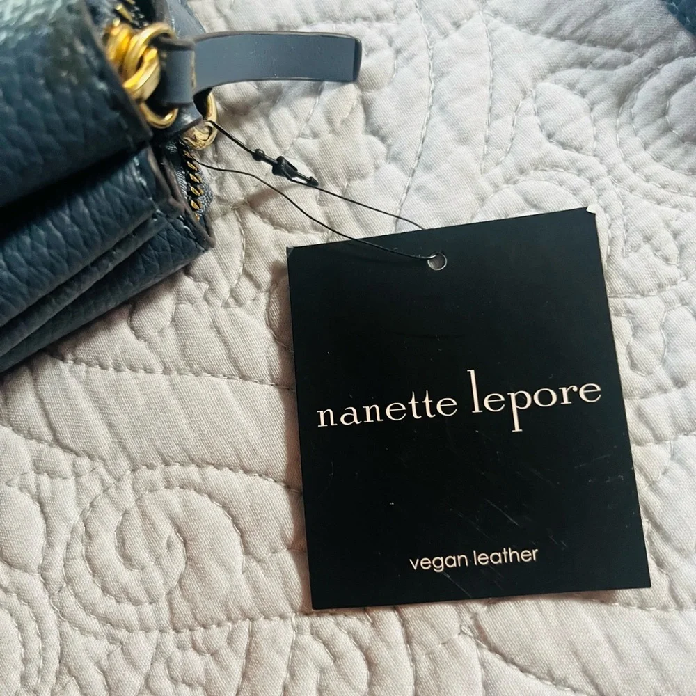 Nanette Lepore Elegant Blue Faux Leather Crossbody Bag NWT