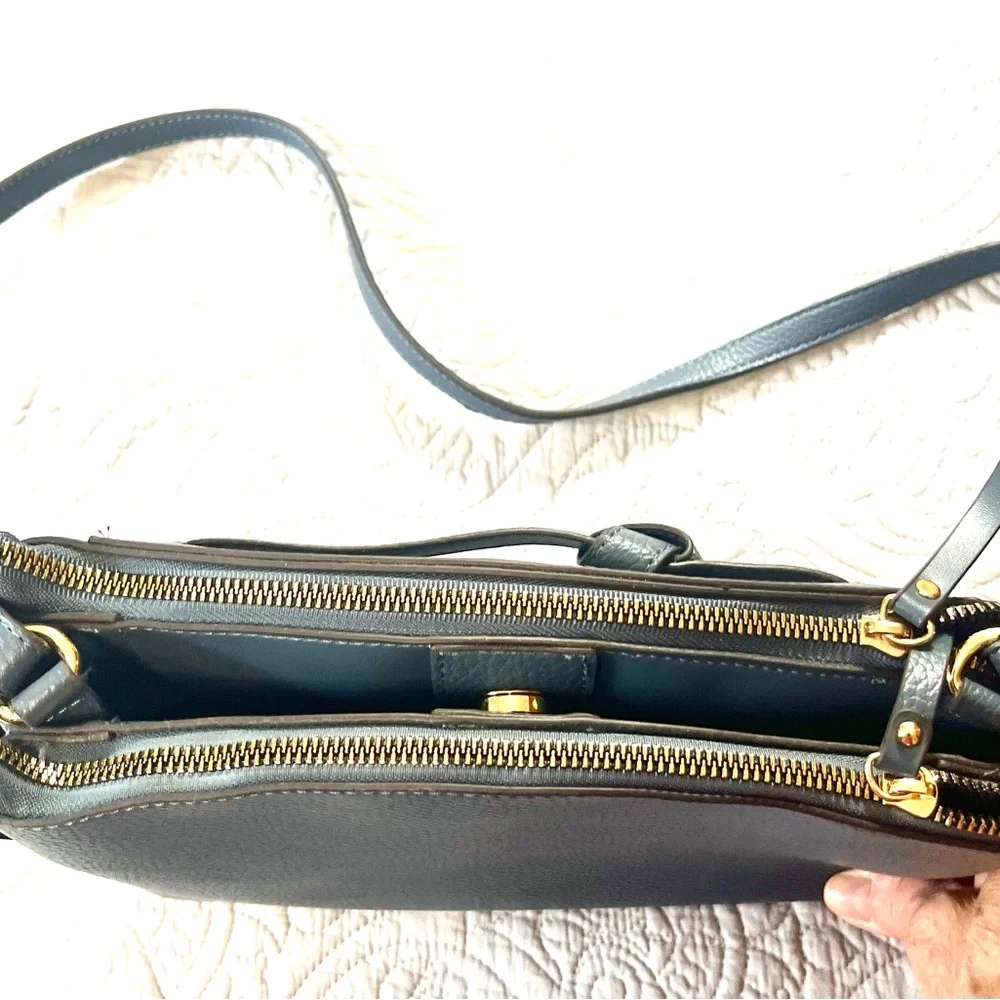 Nanette Lepore Elegant Blue Faux Leather Crossbody Bag NWT
