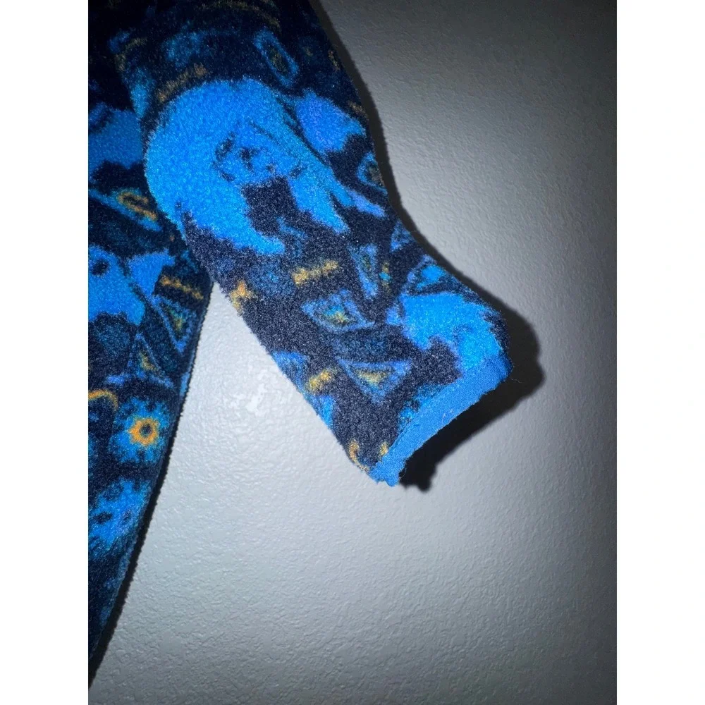 Columbia Infant Fleece Bunting Blue Bear Wolf Aztec Print Hooded Romper 6-12M