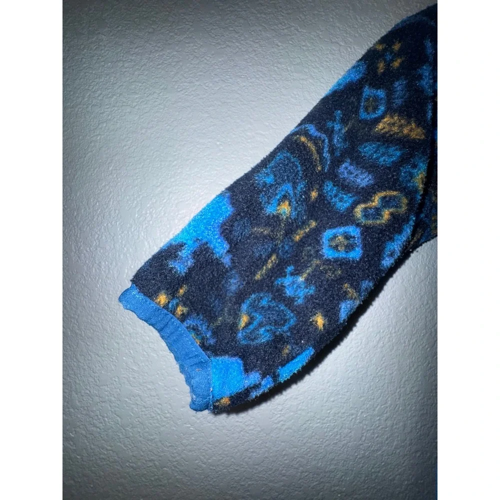 Columbia Infant Fleece Bunting Blue Bear Wolf Aztec Print Hooded Romper 6-12M