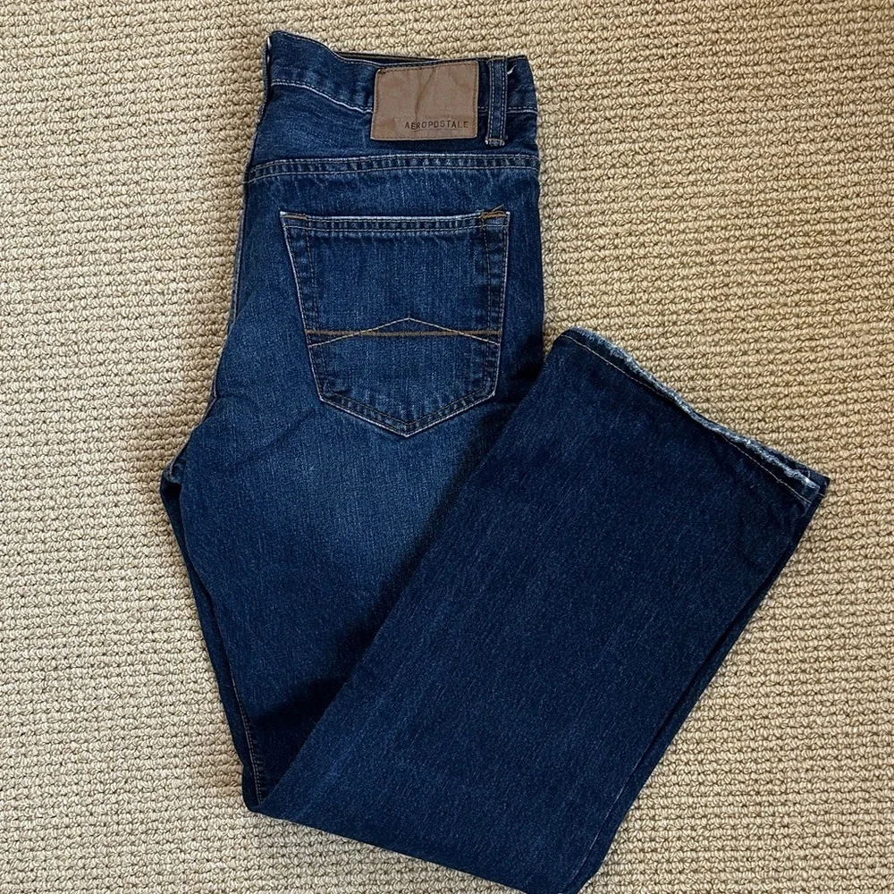 Aeropostale Driggs Slim Bootcut Jeans, 30x30, Dark Wash Denim