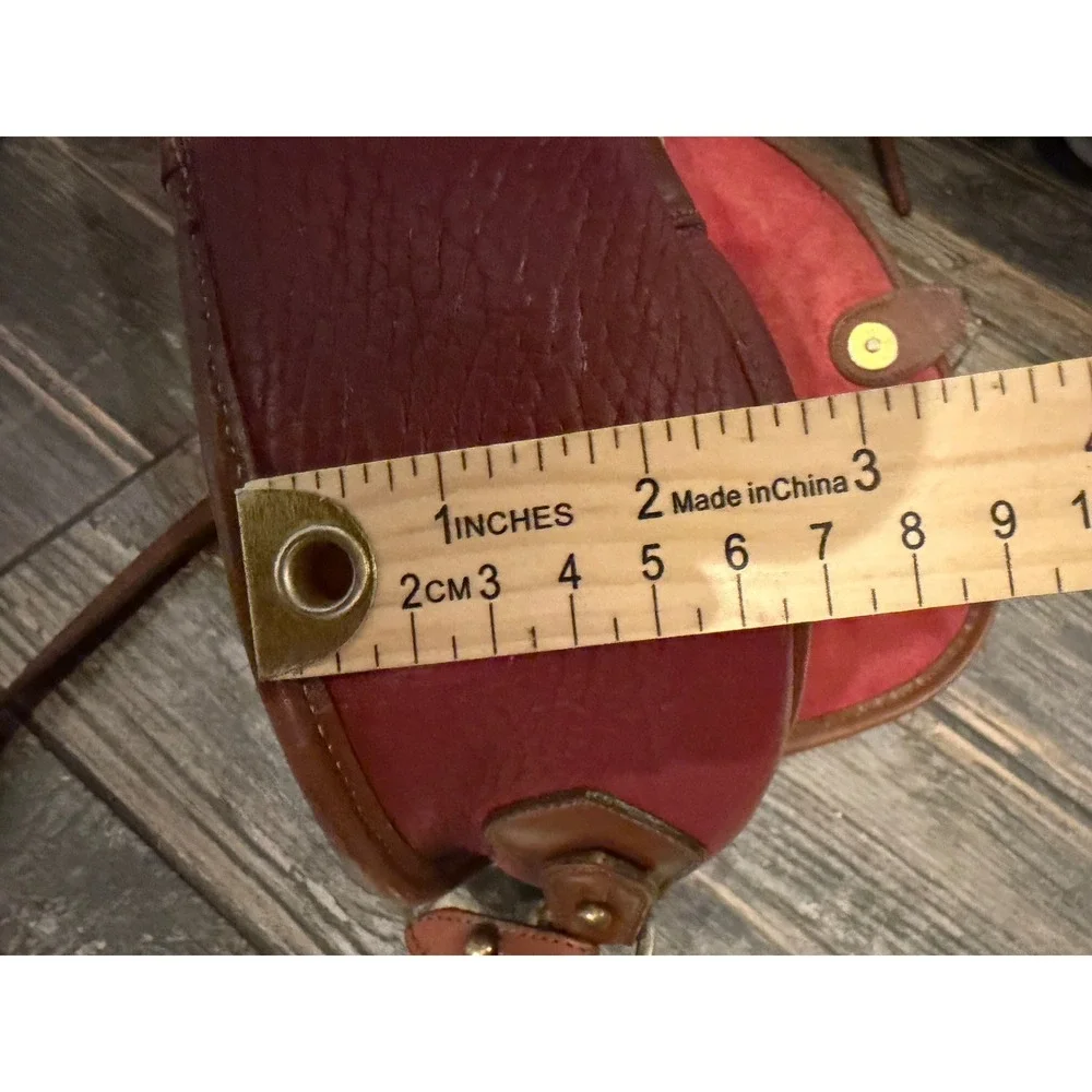 Dooney & Bourke Vintage All Weather Leather Crossbody Saddle Bag Burgundy Purse