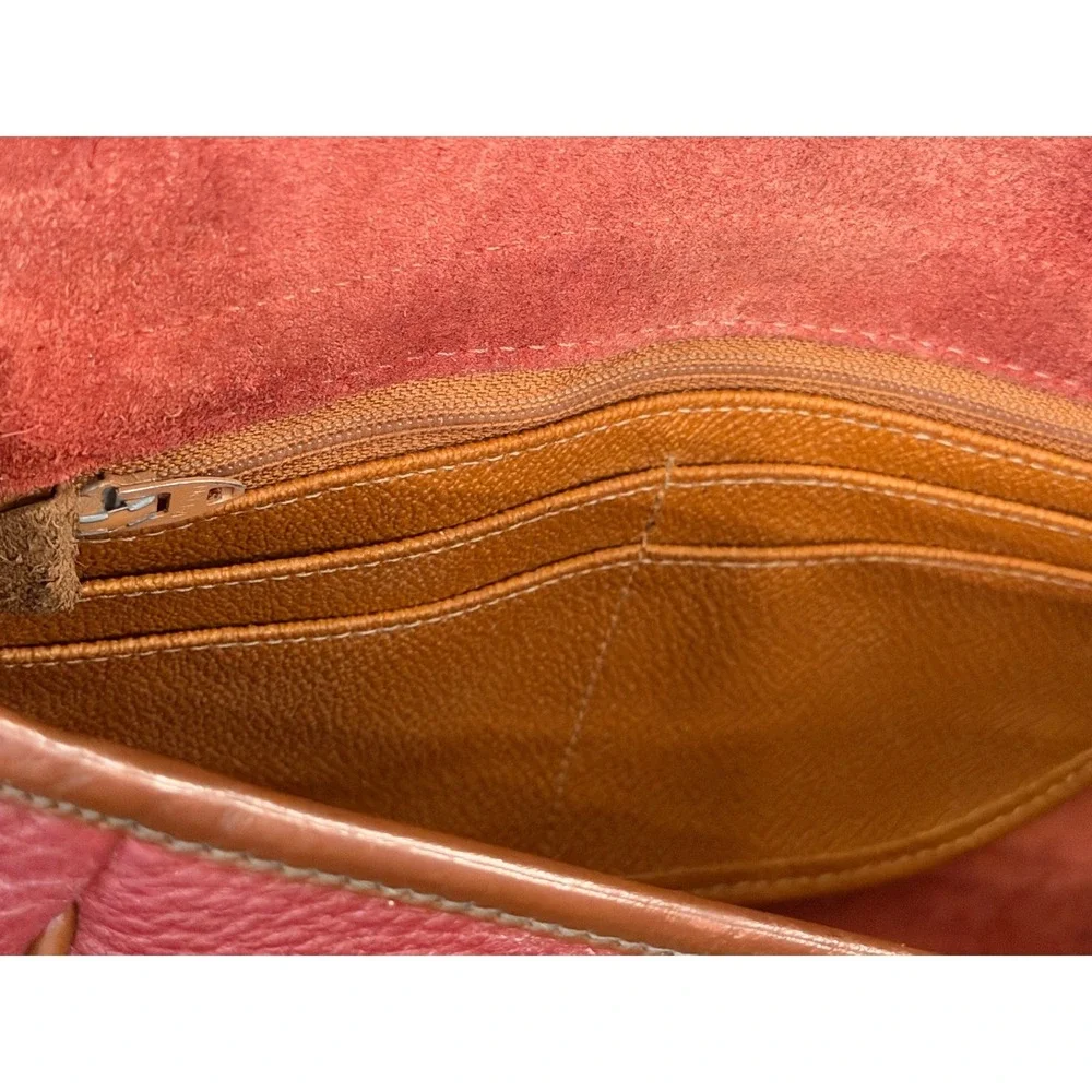 Dooney & Bourke Vintage All Weather Leather Crossbody Saddle Bag Burgundy Purse
