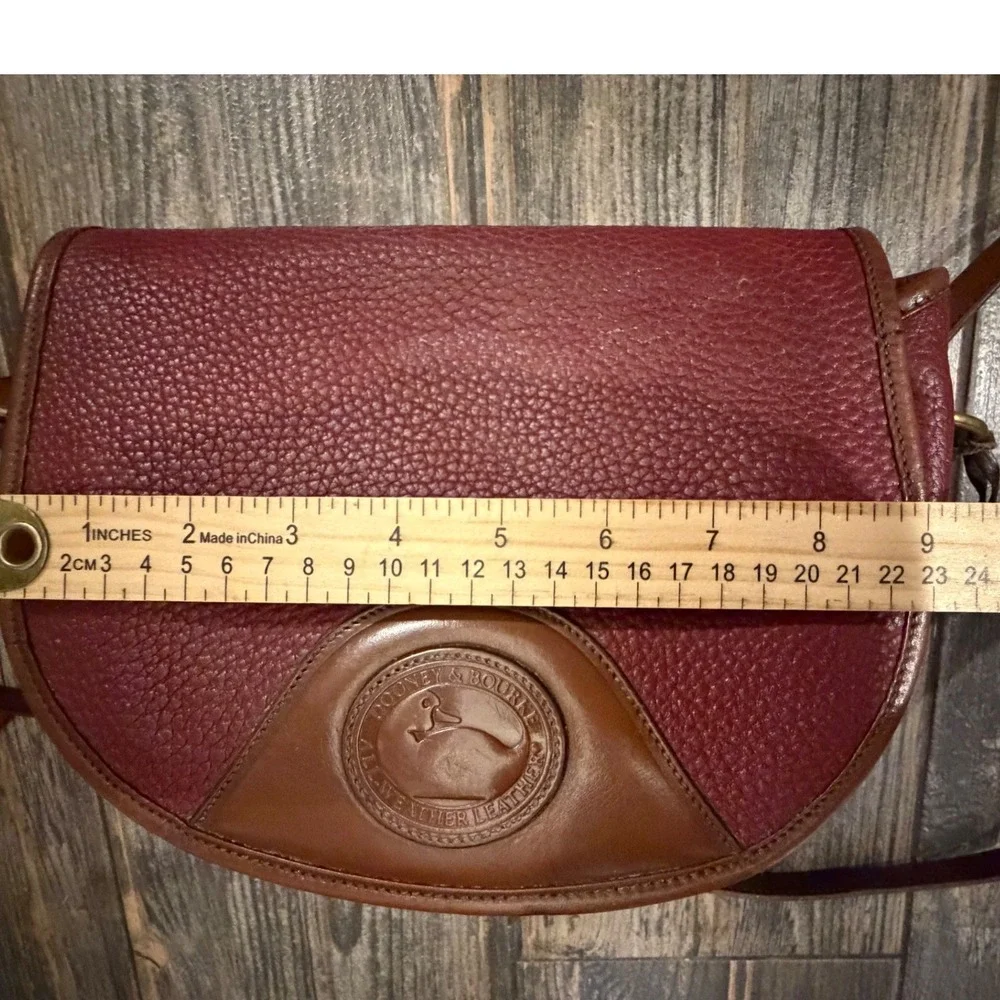 Dooney & Bourke Vintage All Weather Leather Crossbody Saddle Bag Burgundy Purse