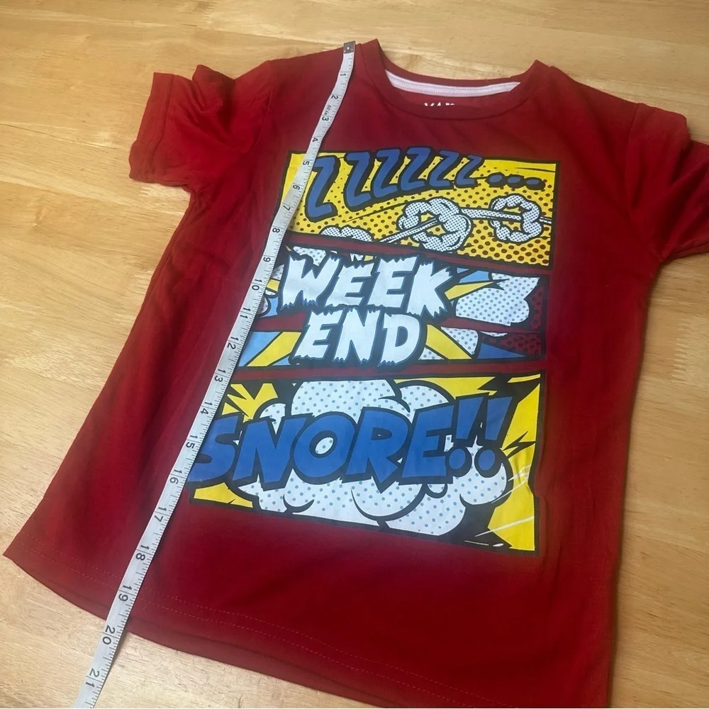 Max & Olivia Boys Red Sleep Shirt Tee Zzz Weekend Snore Size S Small NWT