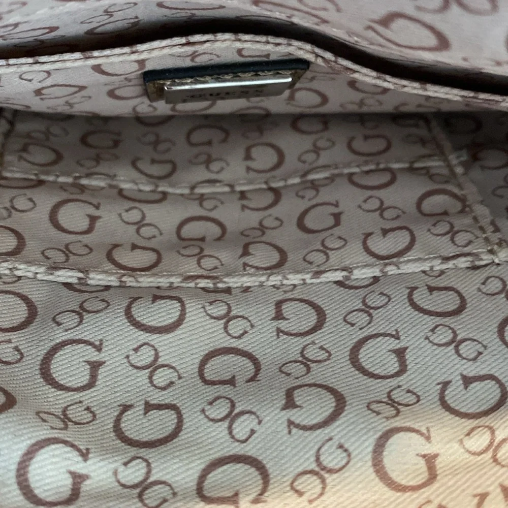 Guess red tan cross body bling two pocket zip up purse adjustable strap