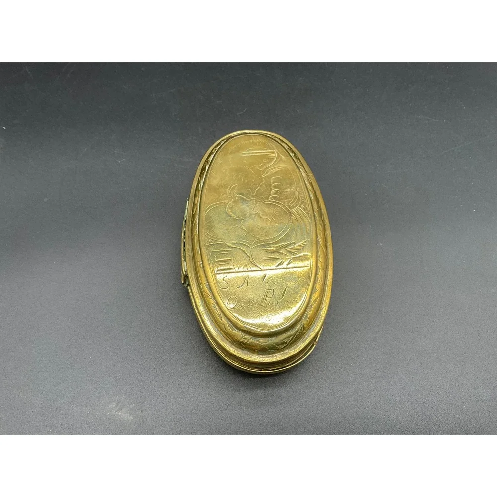 Antique Flemish Brass Box Madonna of Kevelaer St Anthony Reliquary c late 1700's