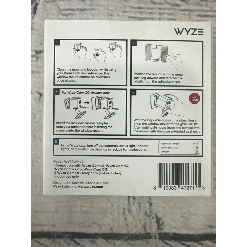 Wyze WYZECGS Cam OG Wired 1080p Smart Security Camera + Window Mount WYZEWMV2