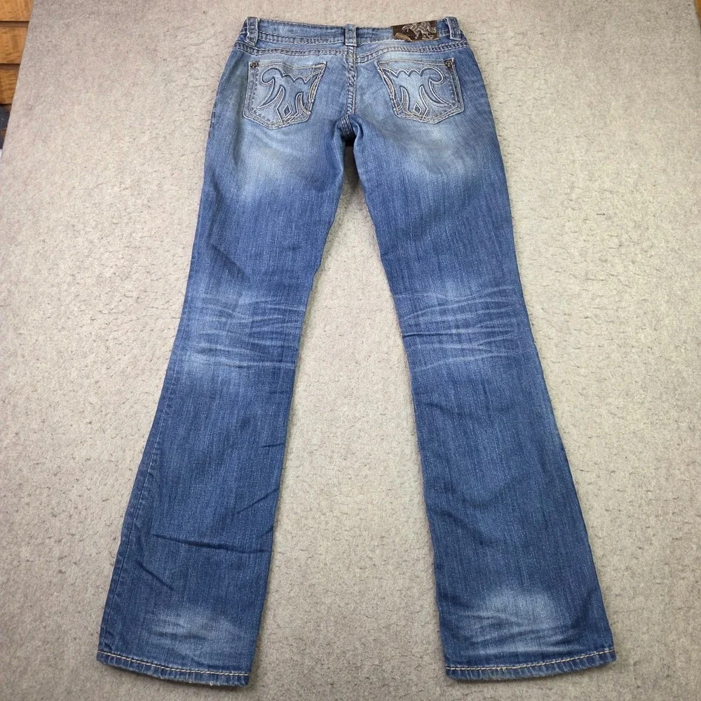 MEK Denim Aldan Slim Bootcut Jeans Mens 28x34 Dark Wash Heavy Stitch Blue
