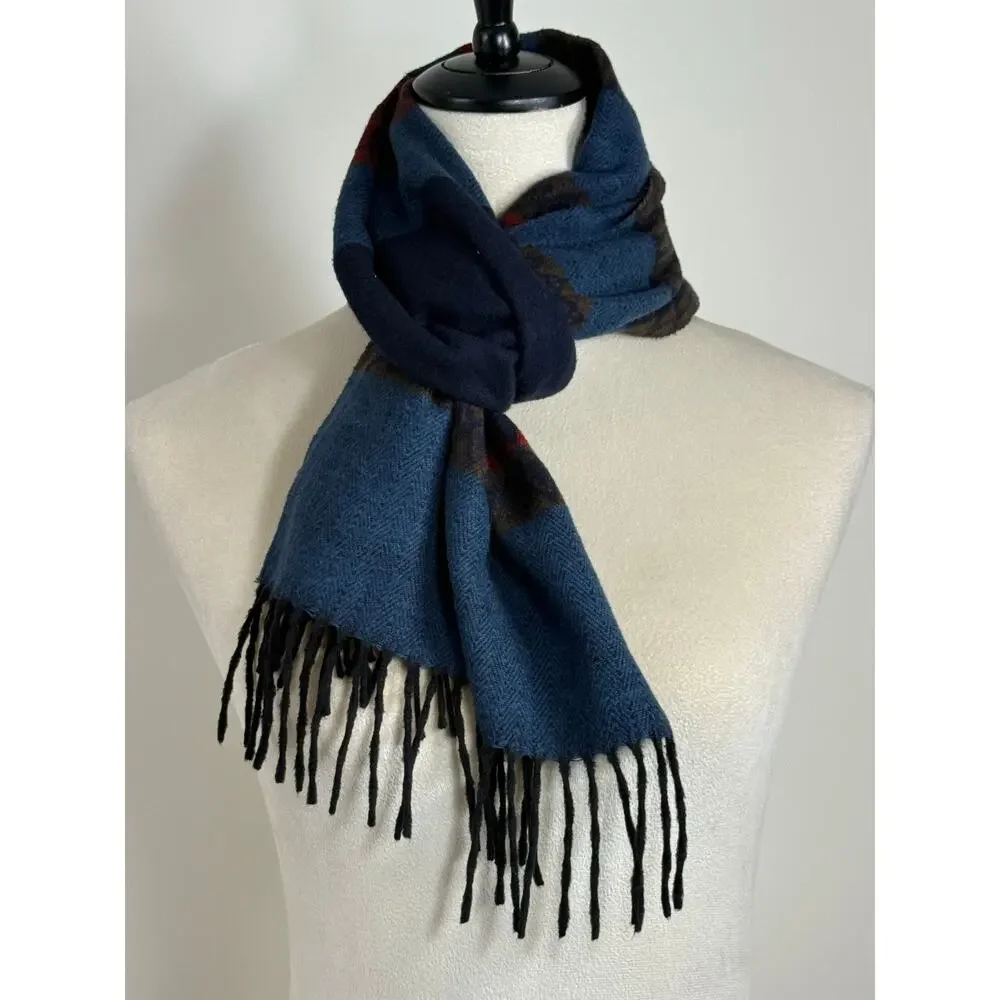 V. Fraas Cashmink Vintage Scarf West Germany Herringbone Stripe
