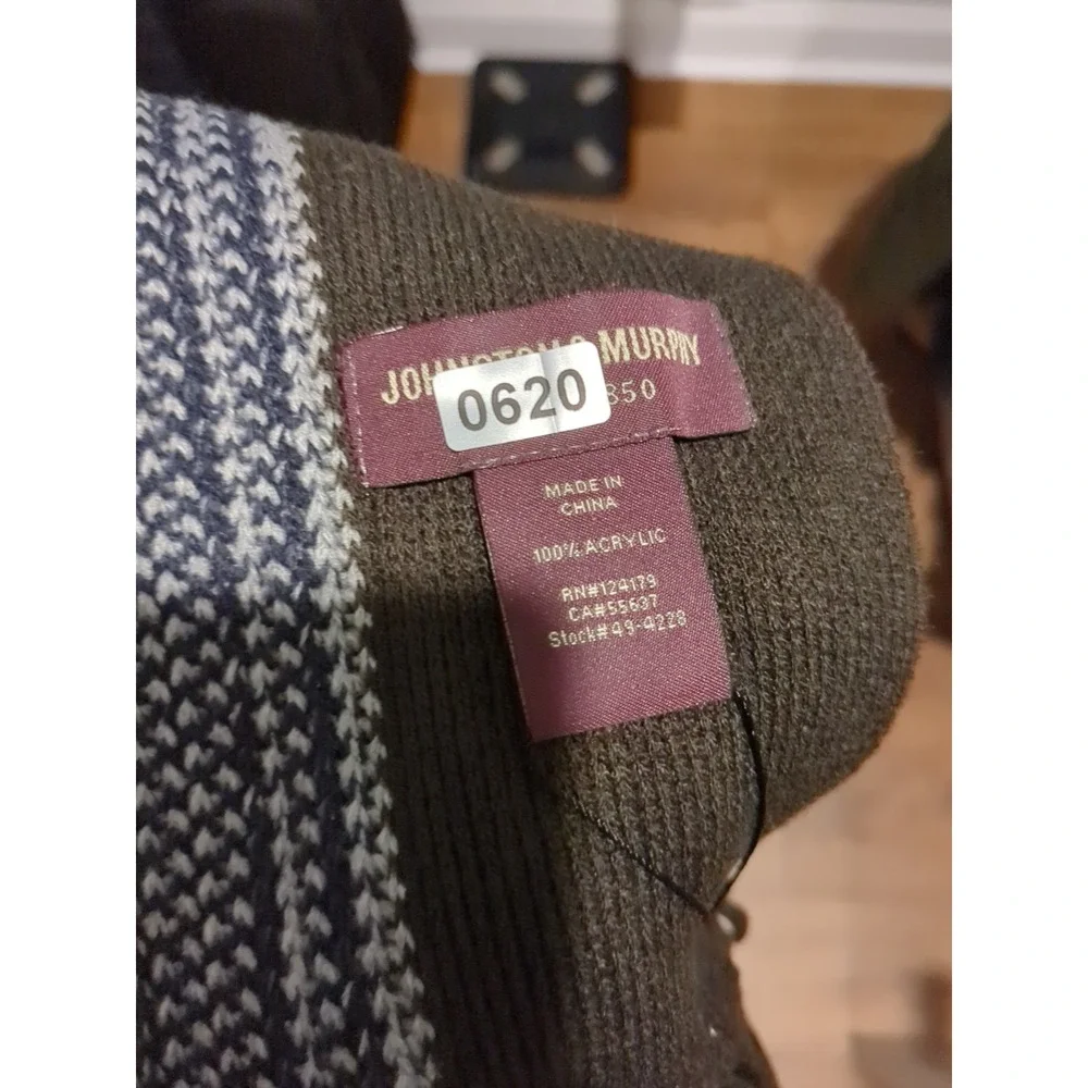 NWT Men's‎ Johnston & Murphy Brown/Blue Stripe Knit Scarf