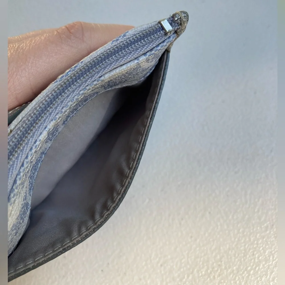 Coach Periwinkle Denim Look Signature C Zipper Pouch Card Holder Key Chain Bag