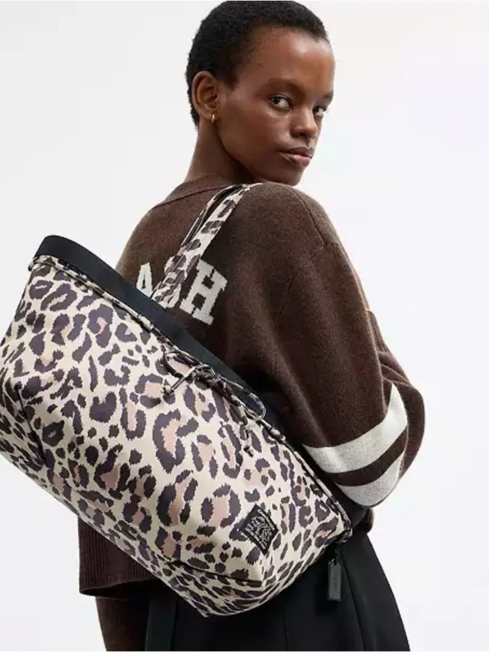 🤎🖤 Coach NWT Coachtopia Leopard Print Loop East/West Bow Tote Bag