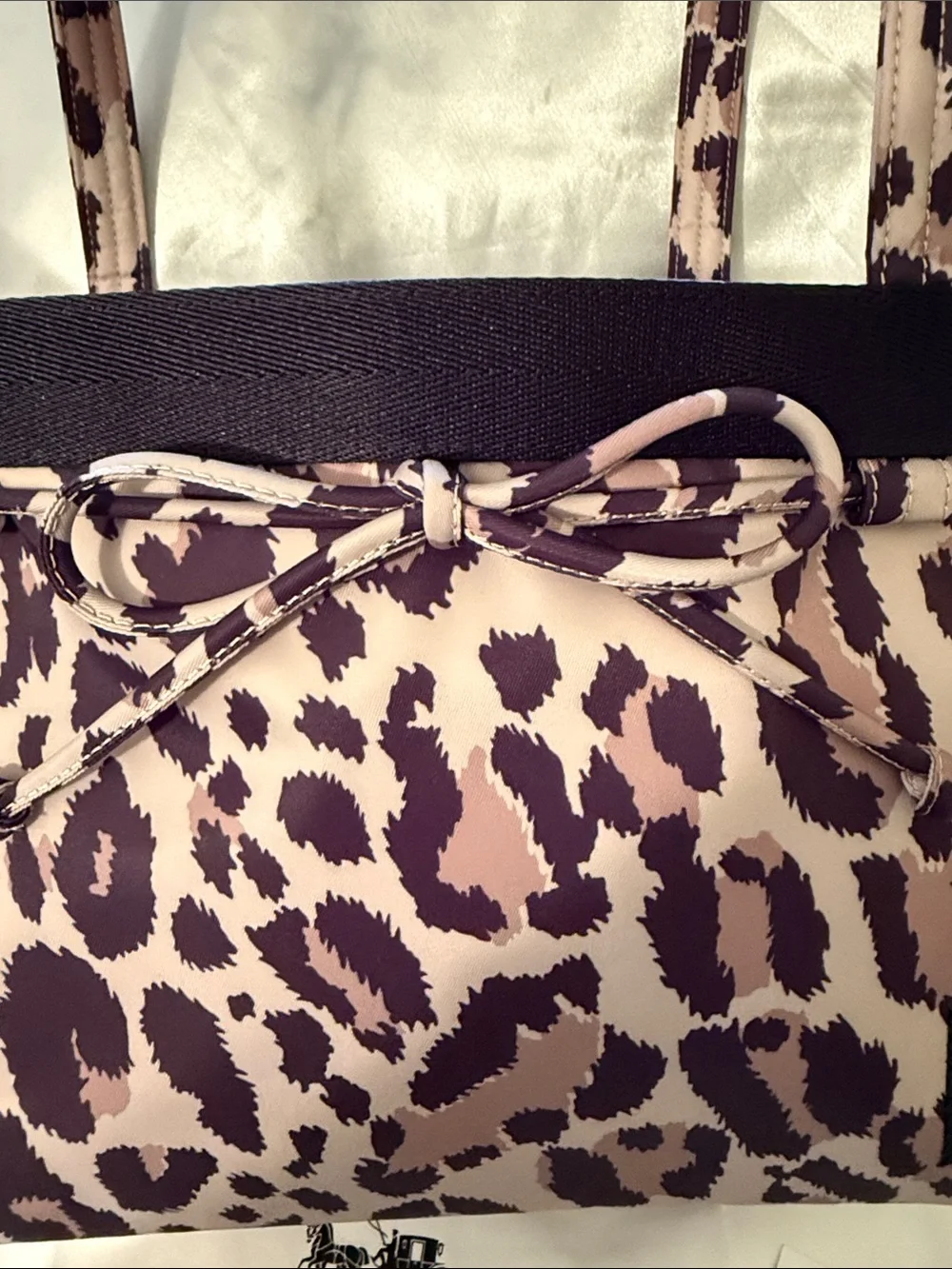 🤎🖤 Coach NWT Coachtopia Leopard Print Loop East/West Bow Tote Bag