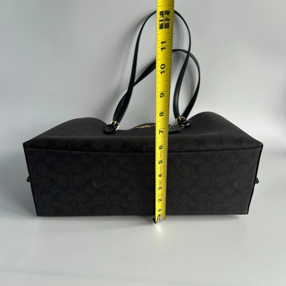 Coach Mollie Tote Brown Black Signature Canvas Leather Bag 1665 Good