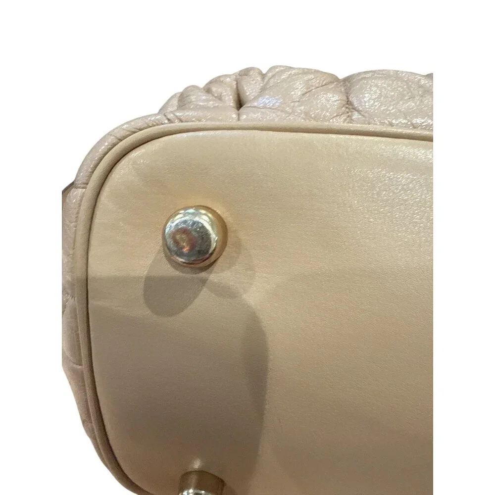 Coach Quilted Leather Satchel Bag With Matching Wallet Set In Light Tan EUC