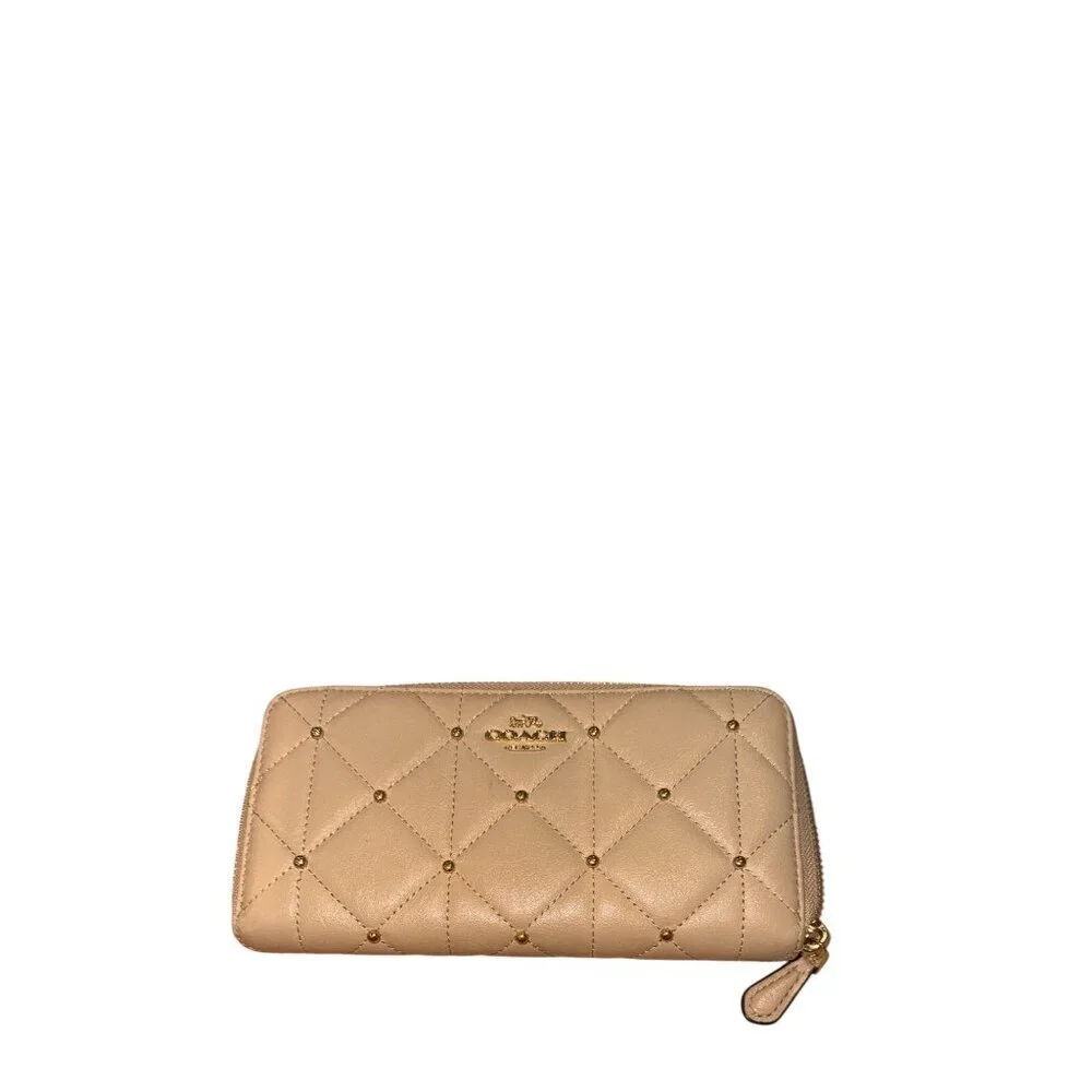 Coach Quilted Leather Satchel Bag With Matching Wallet Set In Light Tan EUC