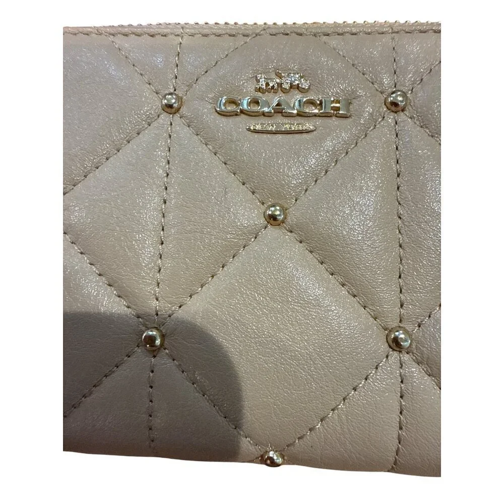 Coach Quilted Leather Satchel Bag With Matching Wallet Set In Light Tan EUC