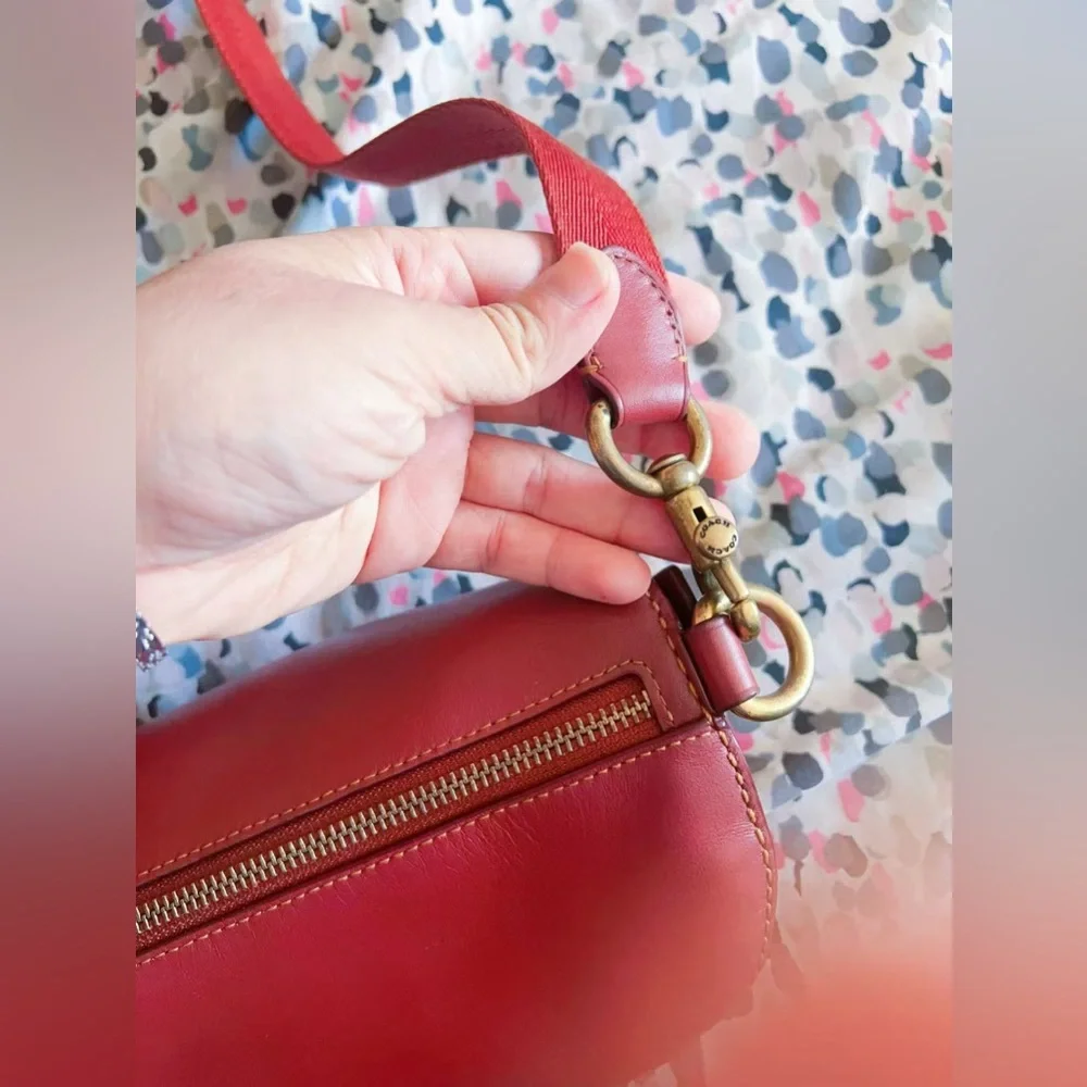Coach Belt Bag Coated Canvas Signature Monogram Tan Rust Fanny Pack‎ 39937