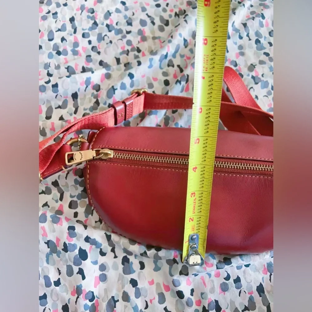 Coach Belt Bag Coated Canvas Signature Monogram Tan Rust Fanny Pack‎ 39937