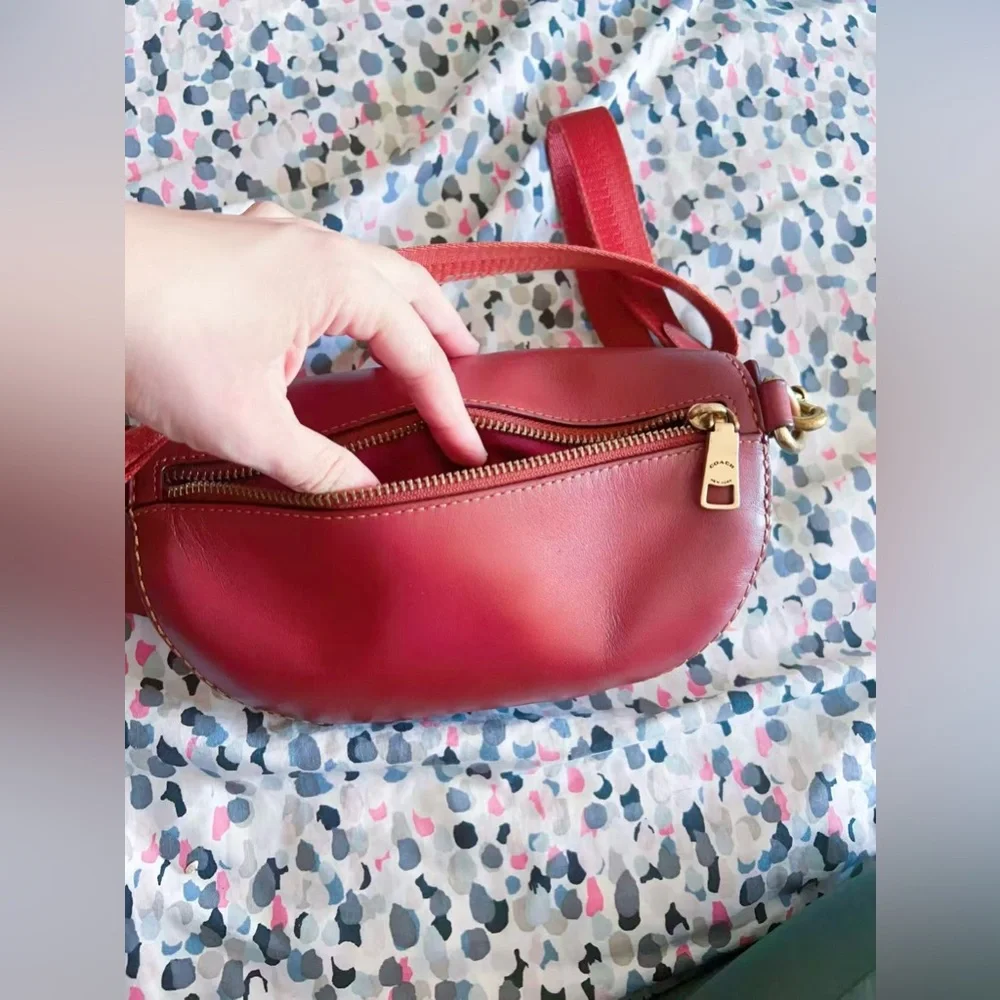 Coach Belt Bag Coated Canvas Signature Monogram Tan Rust Fanny Pack‎ 39937