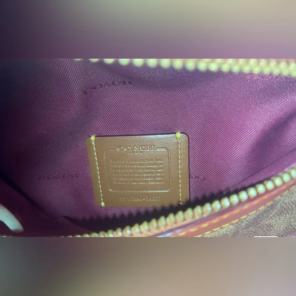 Coach Belt Bag Coated Canvas Signature Monogram Tan Rust Fanny Pack‎ 39937