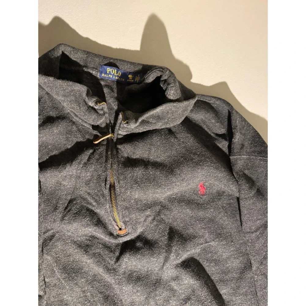 Polo Ralph Lauren Mens 3XB Big & Tall Quarter Zip Pullover Charcoal Gray Cotton
