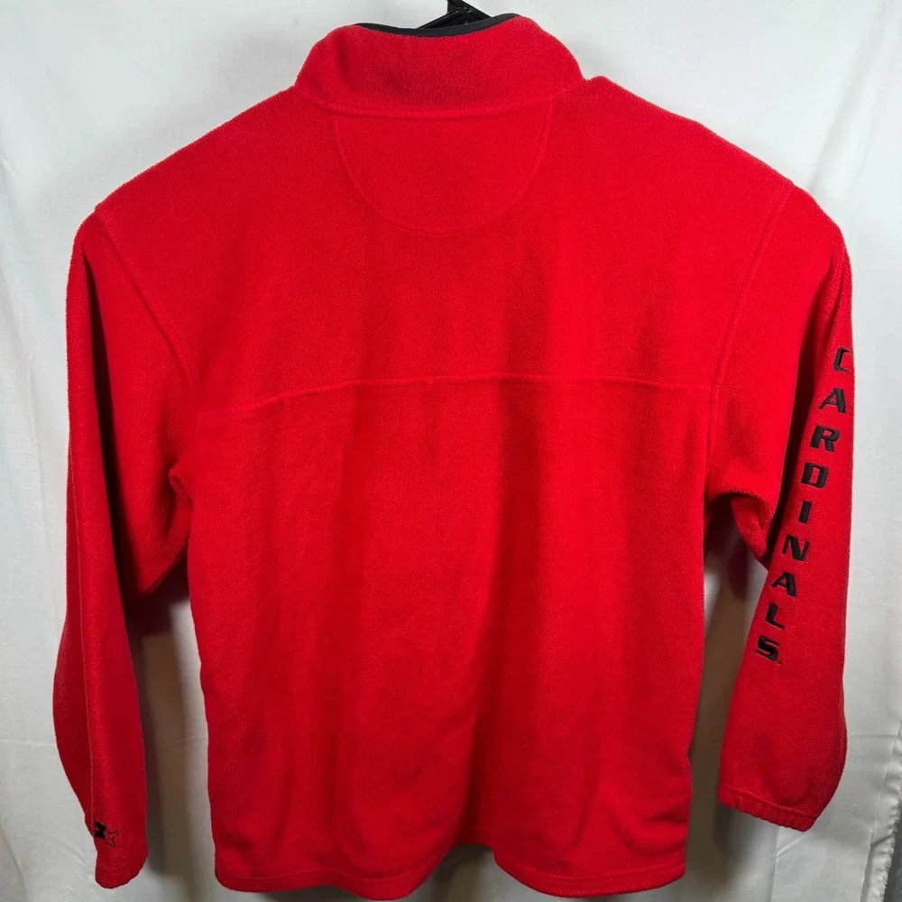 Starter Louisville Cardinals Fleece Pullover Mens XL Red Quarter Zip Mock Neck‎