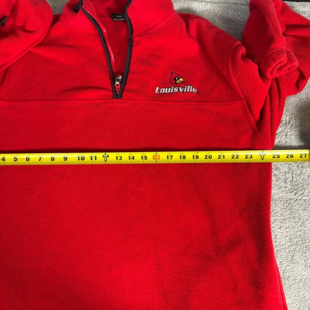 Starter Louisville Cardinals Fleece Pullover Mens XL Red Quarter Zip Mock Neck‎