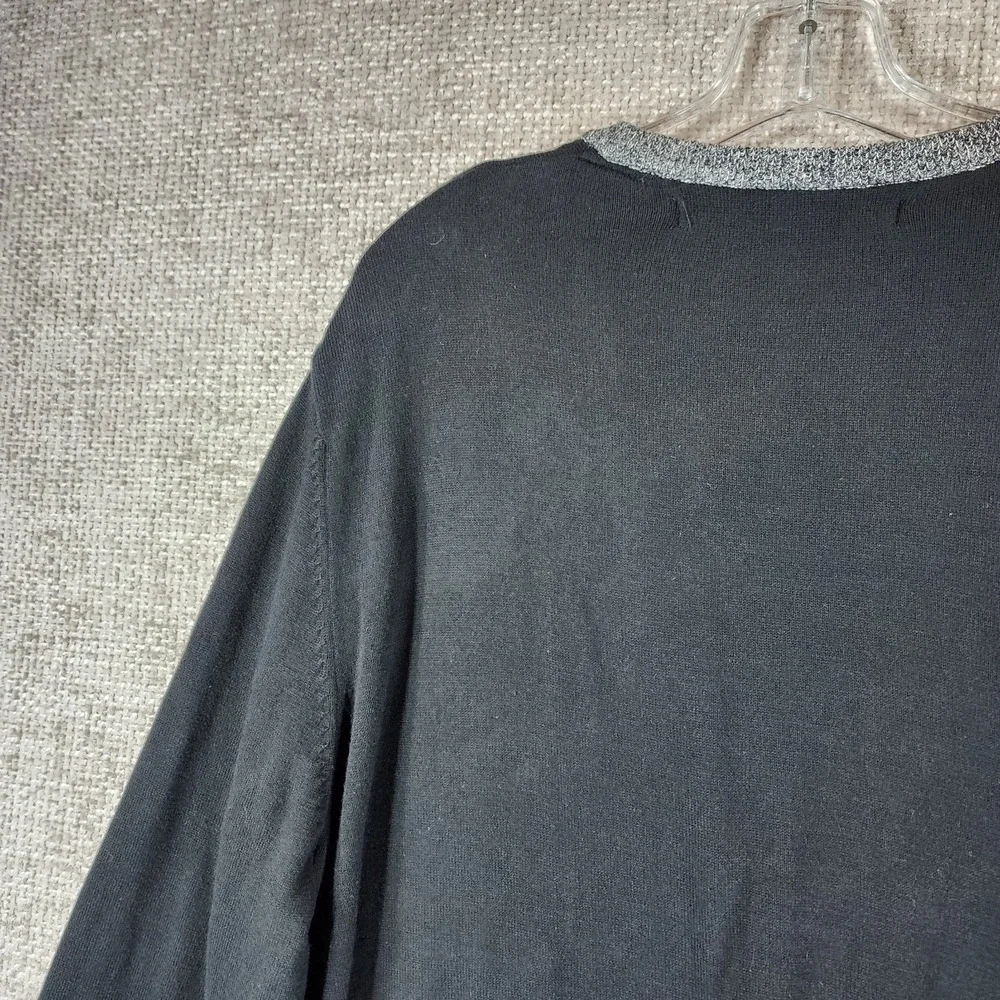 Sean John Zip‎ Cardigan Sweater Mens 3XL Black V-Neck Knit Cotton Pockets