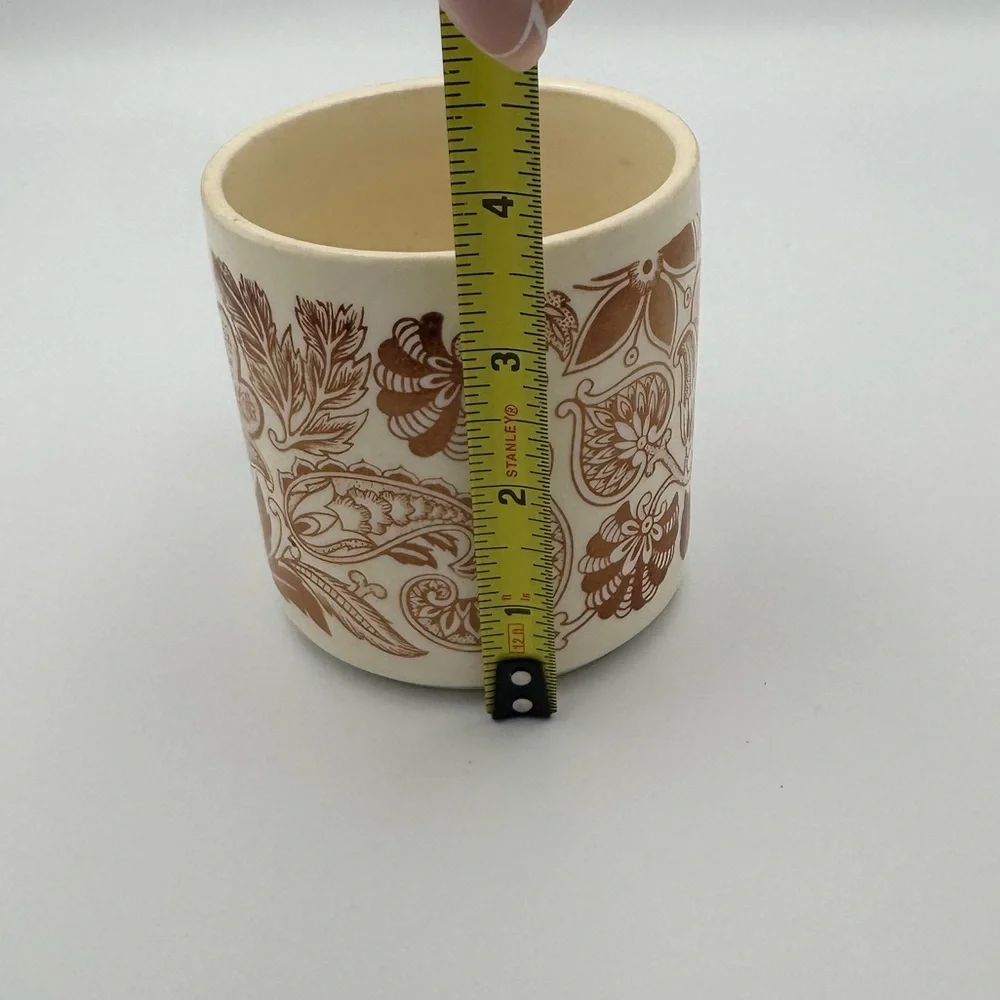Vintage Stoneware‎ Coffee Mug Brown Floral Paisley Made in USA