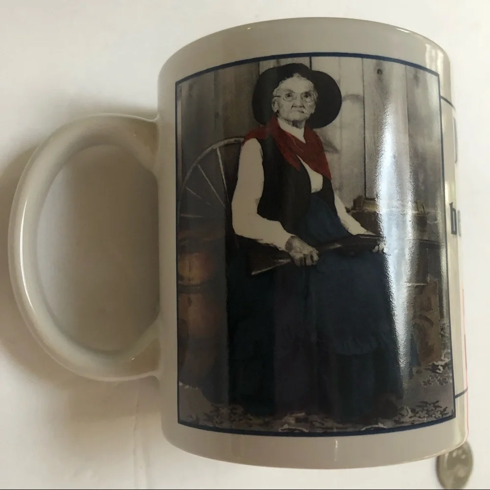 No One Comes Between Me & My Morning Coffee Western Lady Holding Gun‎ Funny Mug